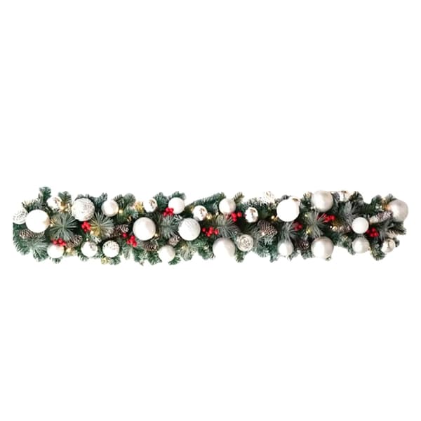 Förbelyst julgirland, 135 cm storlek, heminredning,Silver