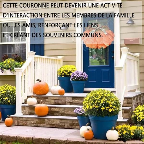 INN Vägghängande 40 cm pumpaform halloween handsydd tygvimpel, icke-lysande krans prydnadsföremål prydnadsföremål guld