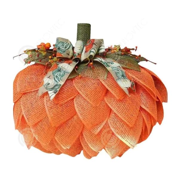 INN Vägghängande 40 cm pumpaform halloween handsydd tygvimpel, icke-lysande krans prydnadsföremål prydnadsföremål guld