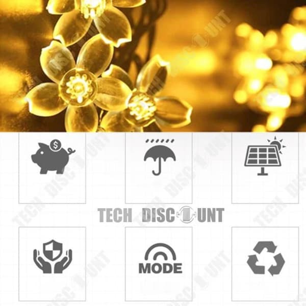 TD® String Light Garland Födelsedag Jul Bröllop Blommor Färg Belysning Dekoration Utomhus utomhusfest Vattentät trädgård