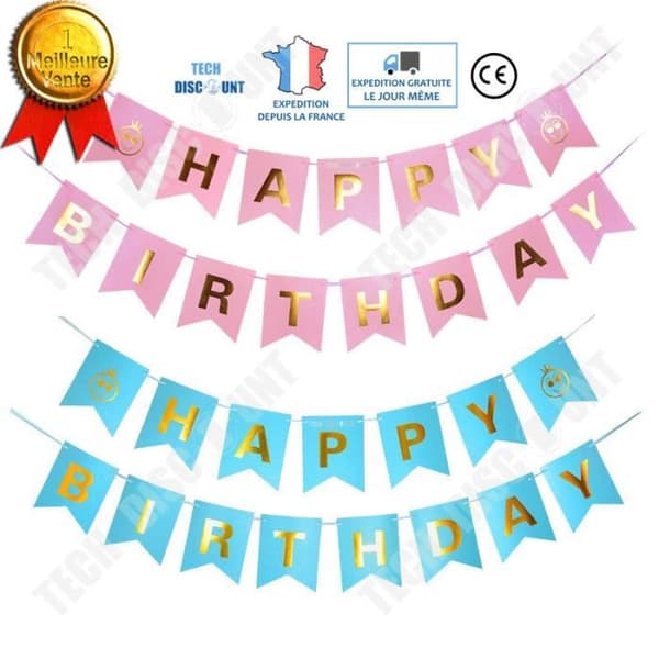 TD® grattis på födelsedagen banner rosa och guld grattis på födelsedagen ballongdekoration barn baby party vägg inomhus utomhus aluminium