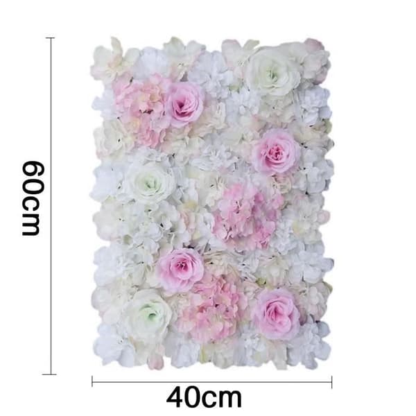Panel av konstgjorda blommor - TD® - 60X40CM - Rosa och vit - Bröllopsdekoration - Realistisk