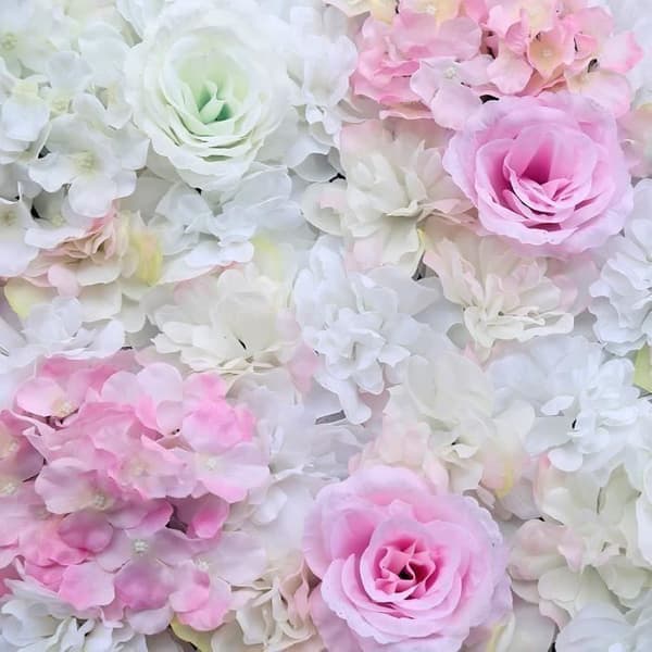 Panel av konstgjorda blommor - TD® - 60X40CM - Rosa och vit - Bröllopsdekoration - Realistisk