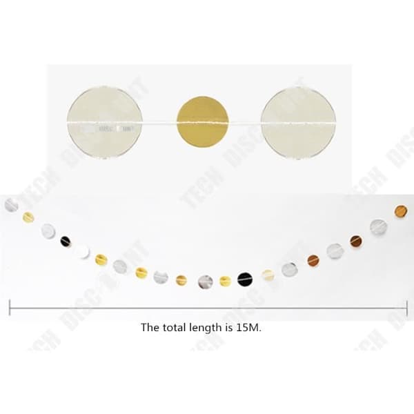 TD® Kedja Garland Bunting Banner Band Paljett Guld Silver Rund Alla hjärtans dag Jul Födelsedag Make Festdekoration
