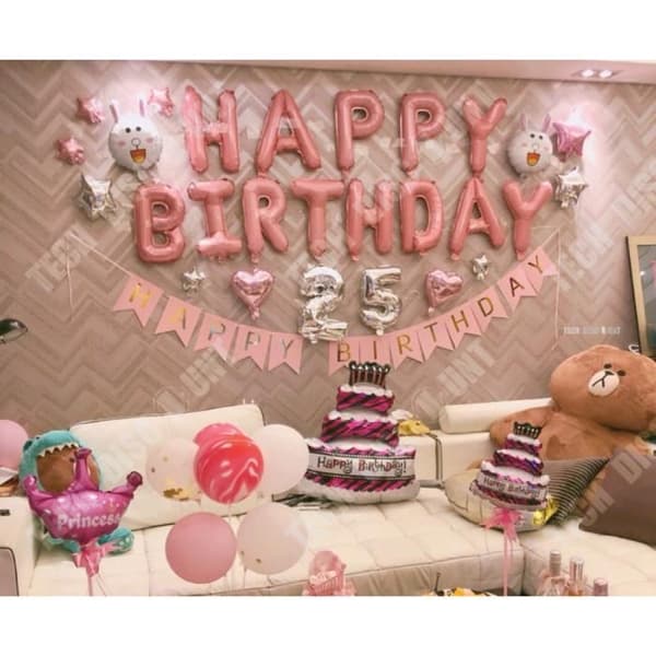 TD® ballongdekoration födelsedagstjej rosa barn pojke 3 år bebis festvägg inomhus utomhus grattis girland