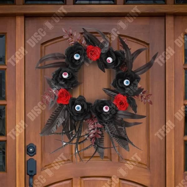 TD® Halloween krans Diameter 35 cm Färgglada konstgjorda ögonglober Dekorativa rekvisita Dörrhängande för Halloween