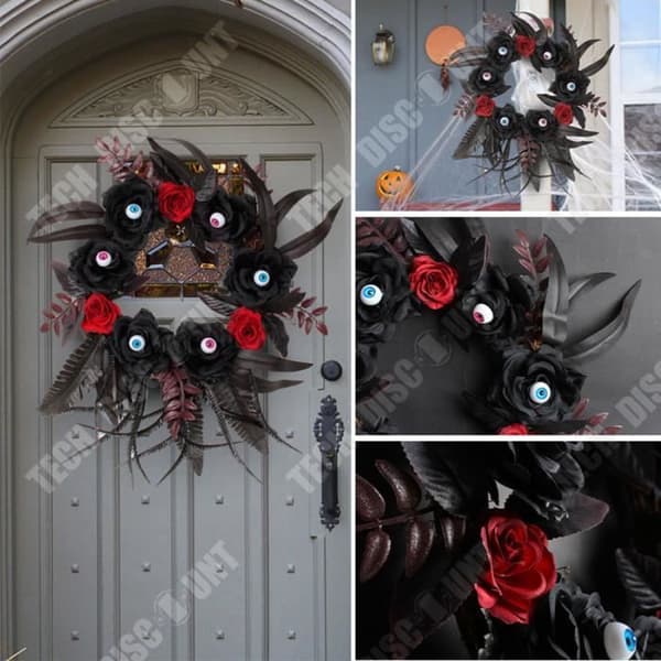 TD® Halloween krans Diameter 35 cm Färgglada konstgjorda ögonglober Dekorativa rekvisita Dörrhängande för Halloween