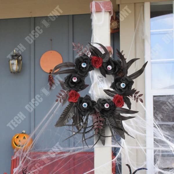TD® Halloween krans Diameter 35 cm Färgglada konstgjorda ögonglober Dekorativa rekvisita Dörrhängande för Halloween