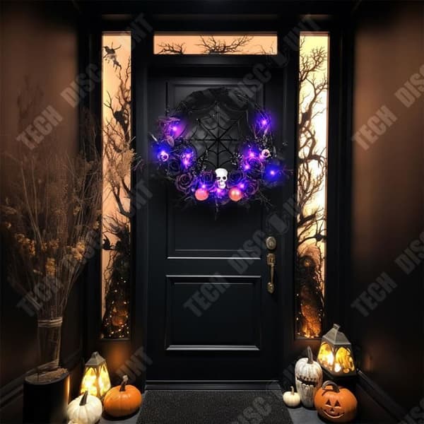 TD® Halloween Skelettkrans 45*39 cm Skräckdekoration Ljusdesign Dekorationskrans för Halloween