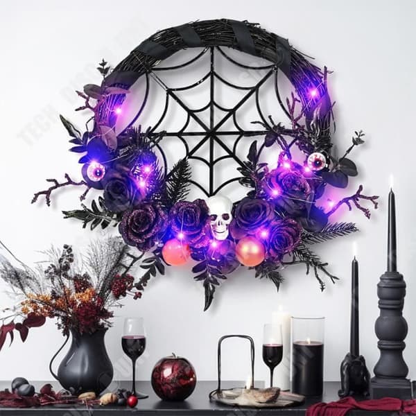 TD® Halloween Skelettkrans 45*39 cm Skräckdekoration Ljusdesign Dekorationskrans för Halloween
