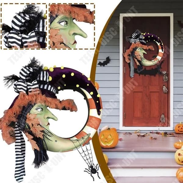 TD® Halloween häxkrans 34*32 cm Dörr- och fönsterhängen Skräckdekoration Hallo dekorationshänge