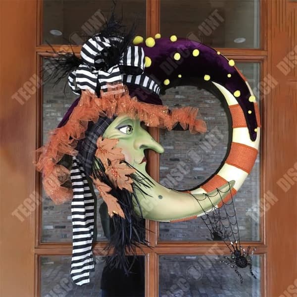 TD® Halloween häxkrans 34*32 cm Dörr- och fönsterhängen Skräckdekoration Hallo dekorationshänge