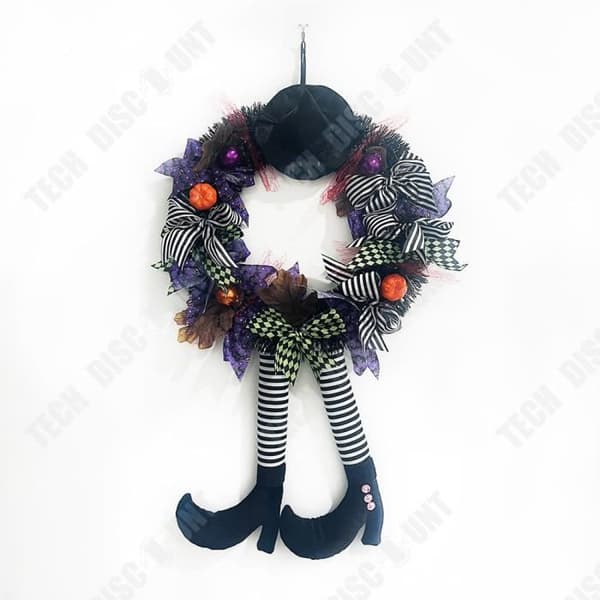 TD® Halloween häxkrans 35*65 cm Skräckfestdekorationer Häxgirland Dörrhängande för Halloween