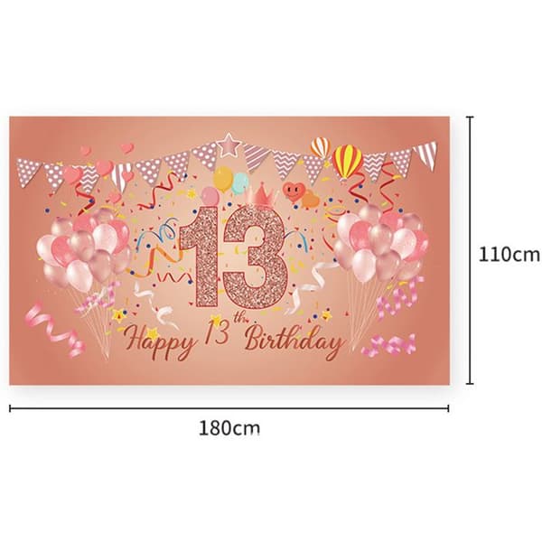 TD® 13-års banner 180cmx110cm Ljusa färger Festlig dekoration