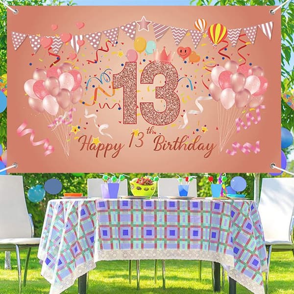 TD® 13-års banner 180cmx110cm Ljusa färger Festlig dekoration
