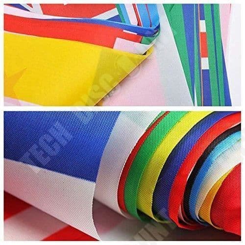 TD® World Flag Bunting 21*14cm - Banderollgirland, internationella flaggor - 100 olika länder för fest 25m
