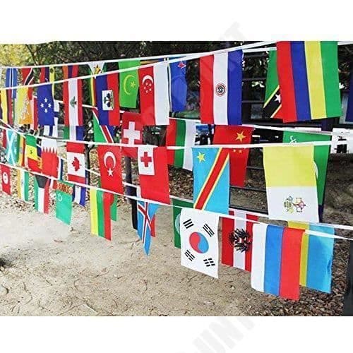 TD® World Flag Bunting 21*14cm - Banderollgirland, internationella flaggor - 100 olika länder för fest 25m
