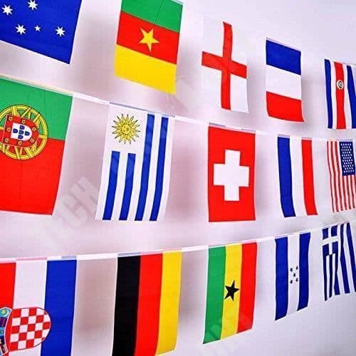 TD® World Flag Bunting 21*14cm - Banderollgirland, internationella flaggor - 100 olika länder för fest 25m