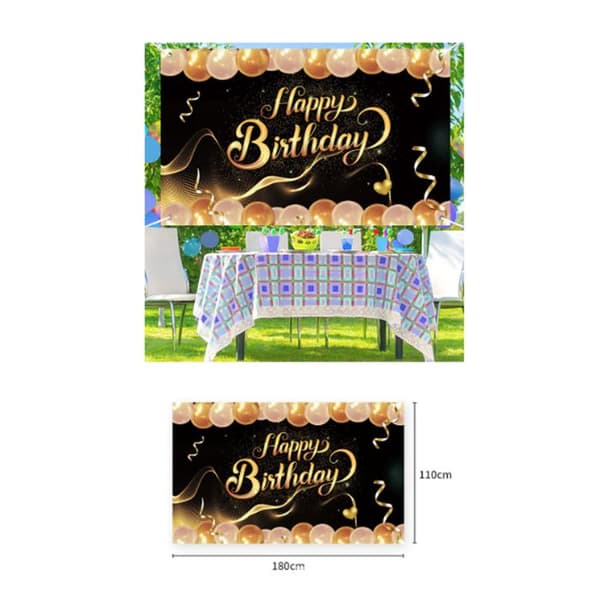 Födelsedagsbanner - TD® - 180x110cm - 100D polyestertyg - slitstark - ljus färg