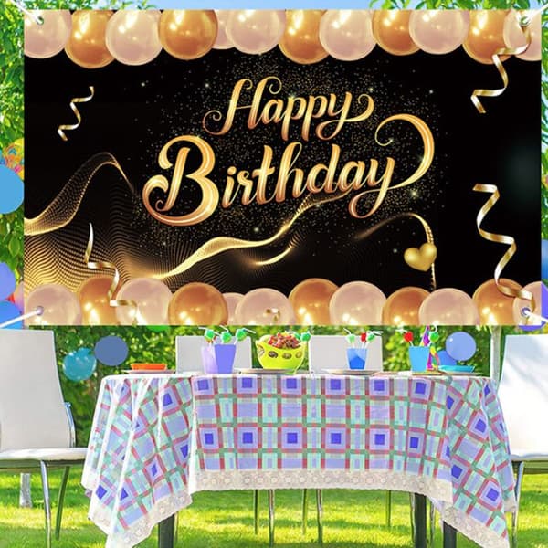 Födelsedagsbanner - TD® - 180x110cm - 100D polyestertyg - slitstark - ljus färg