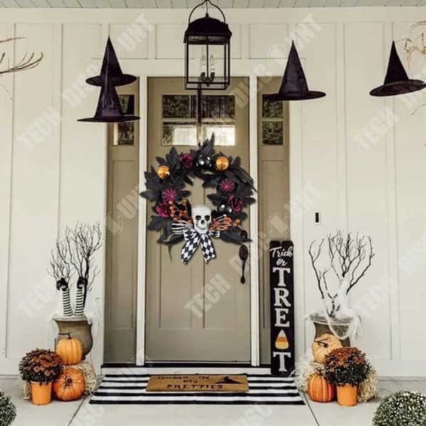 TD® Halloween Skallekrans 50*50 cm Dekorativ Skallekrans Skräckrekvisita Dörrupphängning för Halloween