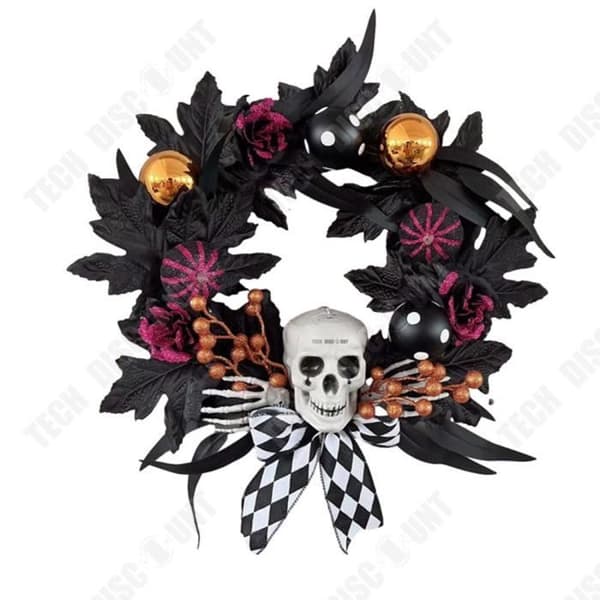 TD® Halloween Skallekrans 50*50 cm Dekorativ Skallekrans Skräckrekvisita Dörrupphängning för Halloween