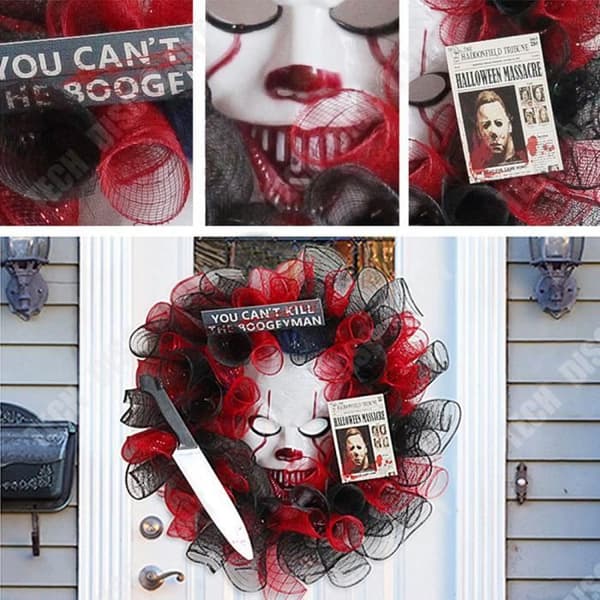 TD® Halloween Clown Decoration 40*40cm Dörrhängande Clown Mask Läskig clown Lämplig för Halloween dekoration