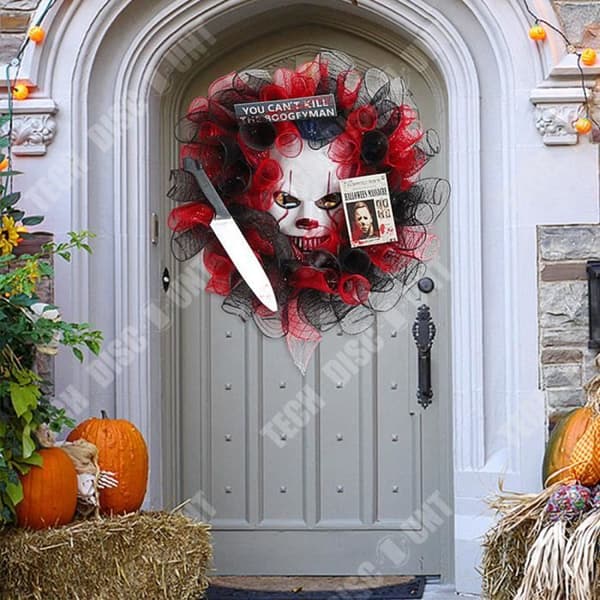 TD® Halloween Clown Decoration 40*40cm Dörrhängande Clown Mask Läskig clown Lämplig för Halloween dekoration
