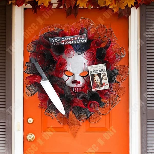 TD® Halloween Clown Decoration 40*40cm Dörrhängande Clown Mask Läskig clown Lämplig för Halloween dekoration