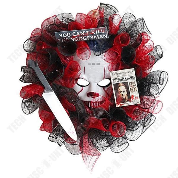TD® Halloween Clown Decoration 40*40cm Dörrhängande Clown Mask Läskig clown Lämplig för Halloween dekoration