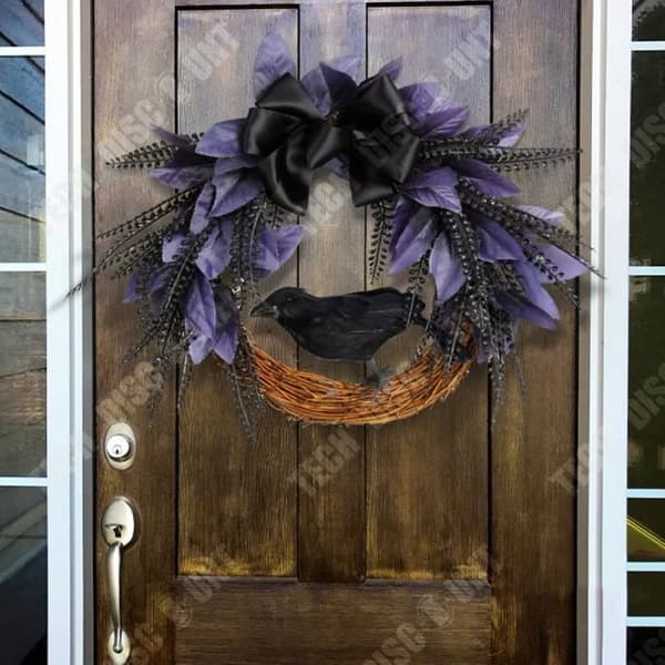 TD® Halloween krans Dörrhängare Diameter 35 cm Rottingkrans Festlig hänge Kråkskrans för upphängning