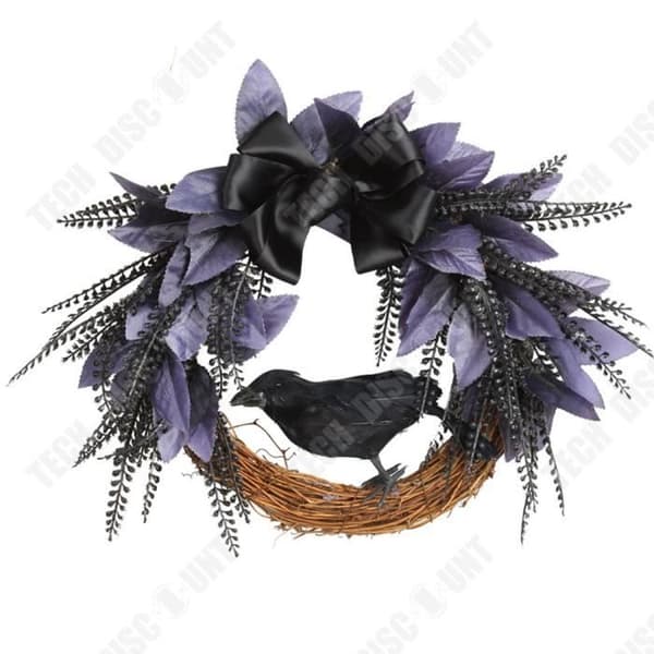 TD® Halloween krans Dörrhängare Diameter 35 cm Rottingkrans Festlig hänge Kråkskrans för upphängning