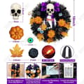 Miniatyrbild 2 av 4: TD® Skelett Halloween-krans 16 tums diameter upplyst designskelettdekoration för Halloween-fest