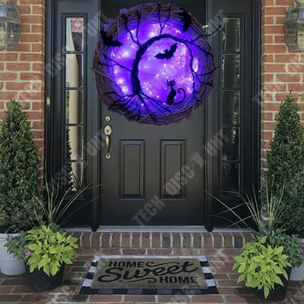 TD® Halloween Dekoration Girlang Diameter 30cm Lysande Design Fladdermus Garland Dörrhängande för Halloween