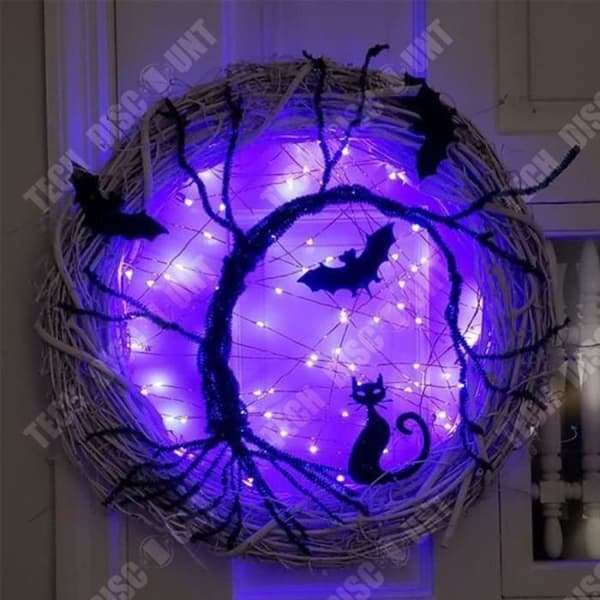 TD® Halloween Dekoration Girlang Diameter 30cm Lysande Design Fladdermus Garland Dörrhängande för Halloween