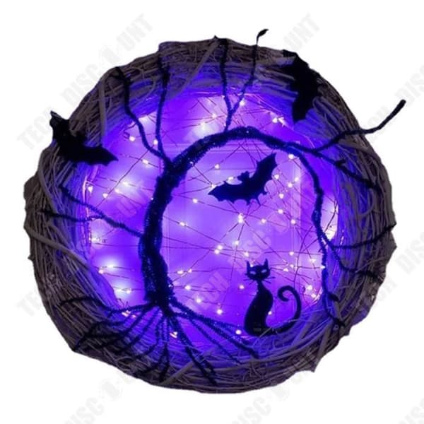 TD® Halloween Dekoration Girlang Diameter 30cm Lysande Design Fladdermus Garland Dörrhängande för Halloween