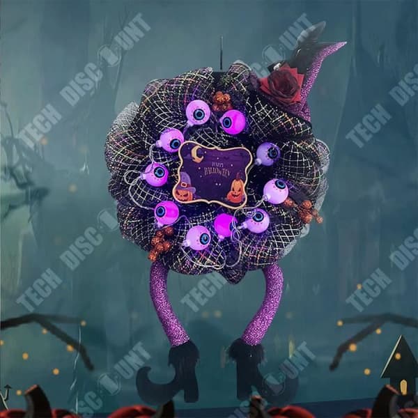TD® Halloween-krans 38*60 cm Skräckfest Dekoration Häxa Ben Dörrhängare Hallowee Dörrhängare