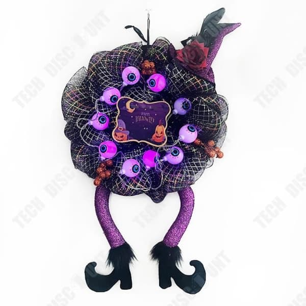 TD® Halloween-krans 38*60 cm Skräckfest Dekoration Häxa Ben Dörrhängare Hallowee Dörrhängare