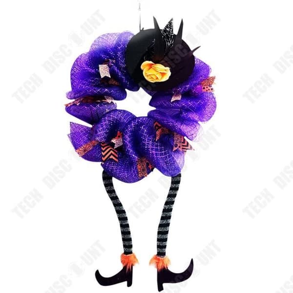TD® Dörrhängande med häxben 42*70CM Svart häxhatt Skräckdekoration Halloween dekoration