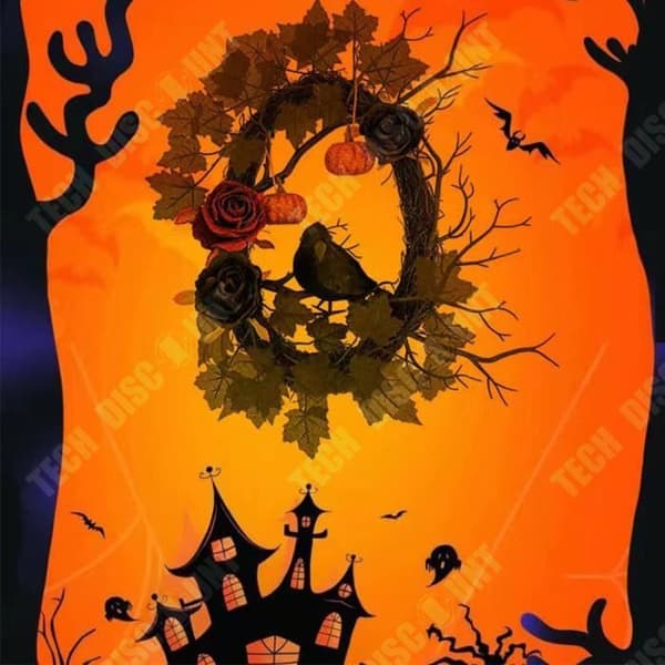 TD® Halloween pumpa krans 45*35 cm Simulering Rose Black Crow Lämplig för Halloween dekoration