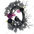 Miniatyrbild 1 av 4: TD® Halloween pumpa krans 45*35 cm Simulering Rose Black Crow Lämplig för Halloween dekoration