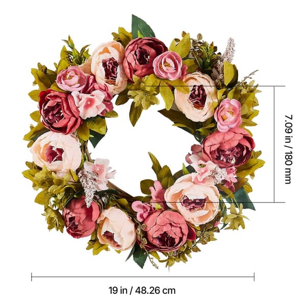 Konstgjord Blomsterkrans, 19 tum i diameter, Inomhus- och Utomhusdekoration,Typ A