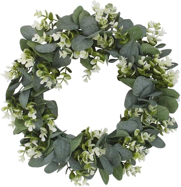 Green Leaf Eucalyptus Krans för festivalfirande Ytterdörr/Vägg/Öppen spis Laurel/Lavendelkrans/Jasmine Garland