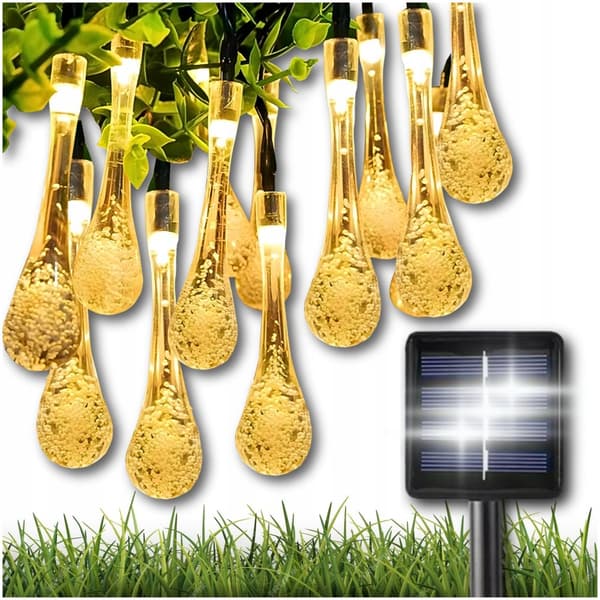 TÅRBLOMSLAMPOR ISKULOR FÖR TRÄDGÅRDSGIRLAND FÖR BALKONG SOLAR 40 LED VARMA