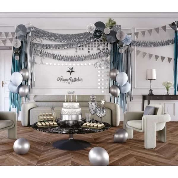P'TIT Clown re22580 - Girlang Joyeux Anniversaire Argent