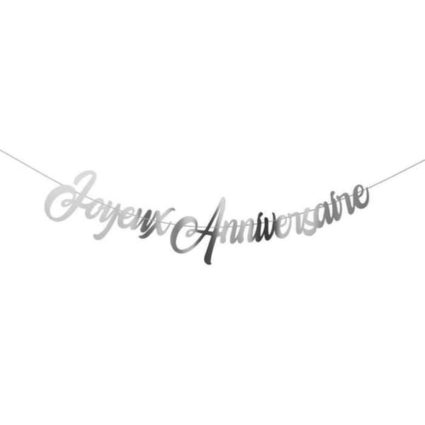 P'TIT Clown re22580 - Girlang Joyeux Anniversaire Argent