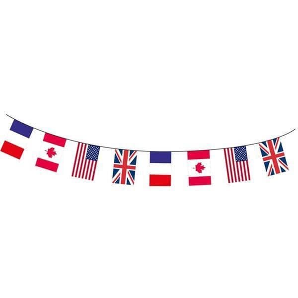 Guirlande D.Day - USA/Canada/R-Uni/Frankrike - 20 flaggor 20 x 30 cm - 10 m