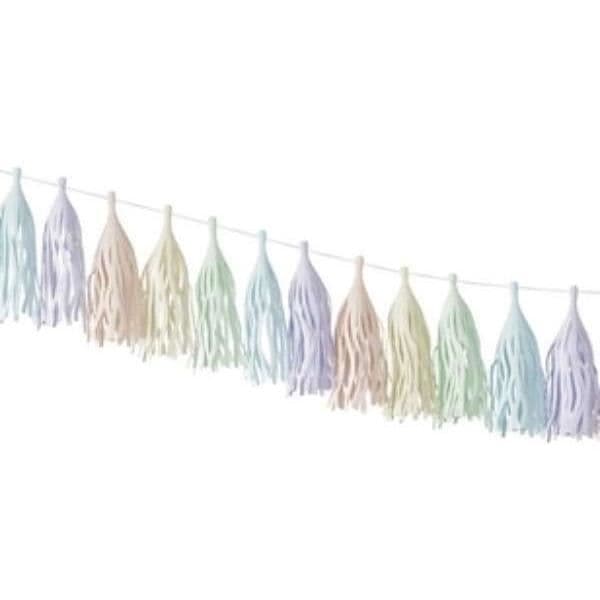 P'TIT Clown re22651 - Girlang med pastellfärgade metallpomponer