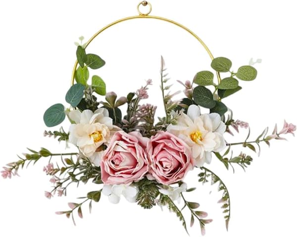 Dekorativ blomkrans – konstgjorda blommor i hängkorgsstil, imitationstorkade blommor, lämplig för sovrum, fönster, dörrar och väggar SZ2