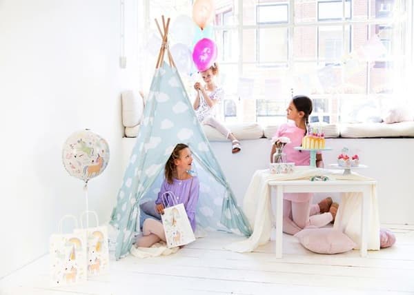 Folat - 68327 - För Barn Pappersband Unicorns - Regnbågar - 6 stycken, Flerfärgad, M